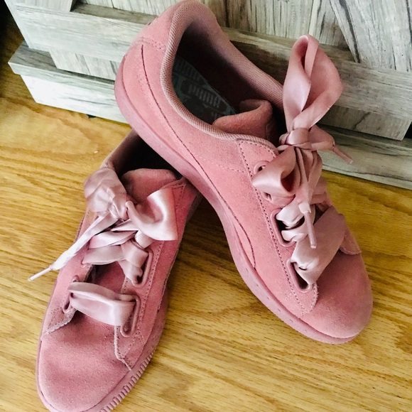 Puma Shoes - Puma Suede Heart Satin II Dusty Rose Sneakers